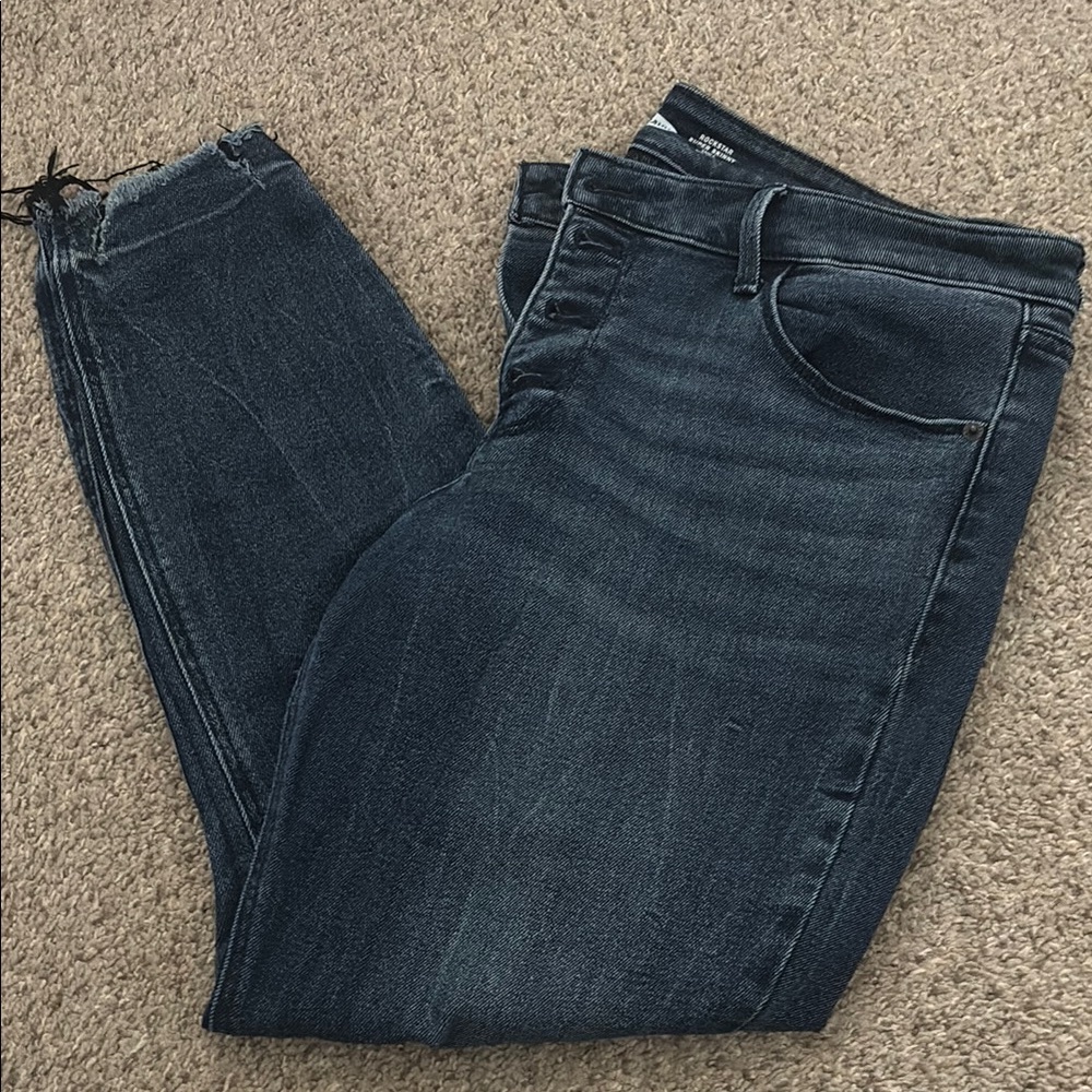 Women's Dark Blue Button-Fly Jeans